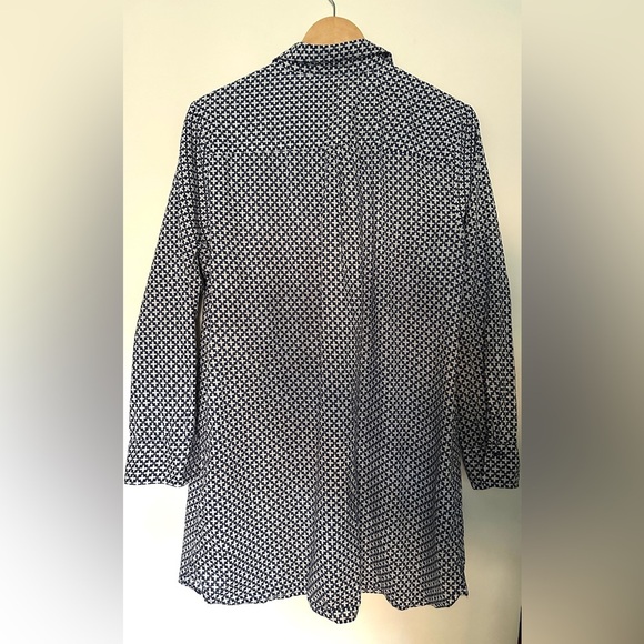 Victoria Secret Nightshirt Cotton Collared  Sz Large Button-Up Blue-White - Picture 9 of 10